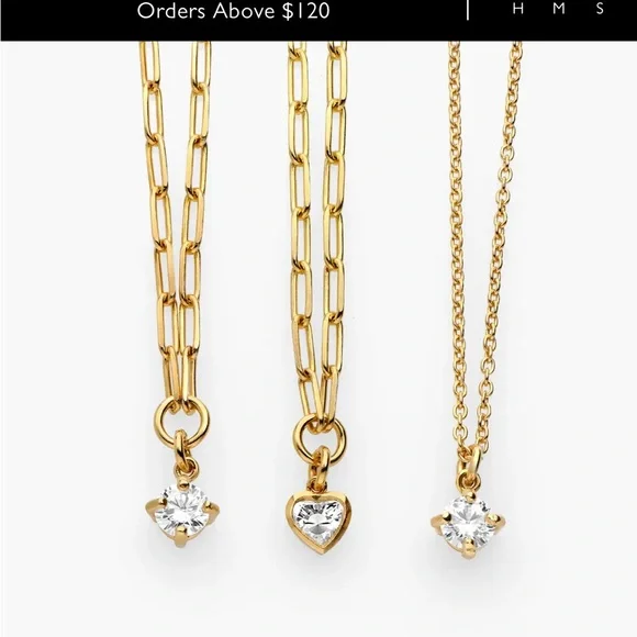 Gold vermeil Oak and Luna lab diamond necklace - Picture 3 of 11